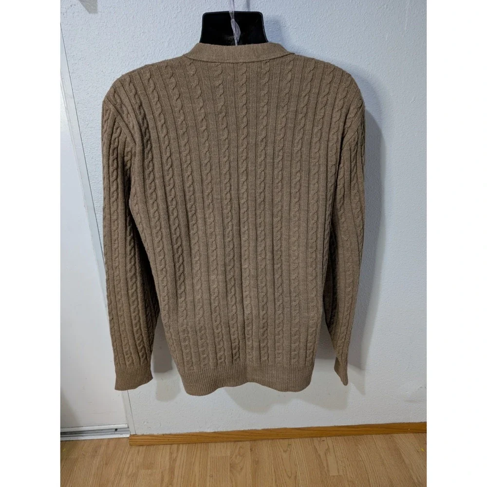 Vintage Lord‎ Jeff Cable Knit Cardigan USA Made Brown Wool Blend Ivy Prep M